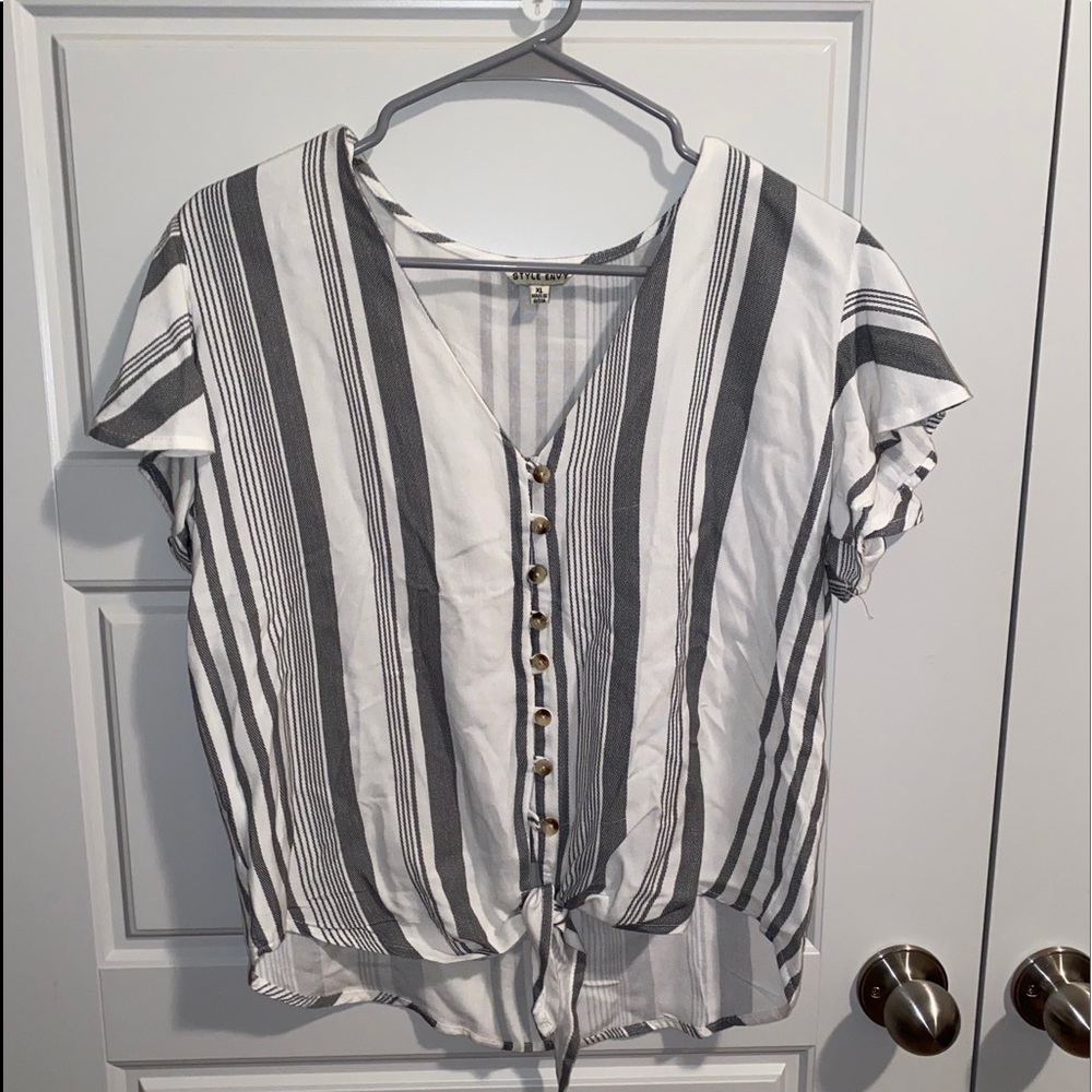 black and white stripped blouse